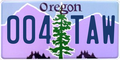 OR license plate 004TAW