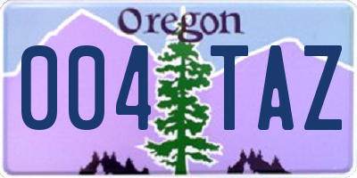 OR license plate 004TAZ