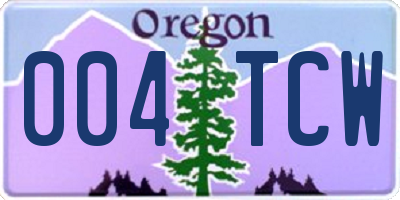 OR license plate 004TCW