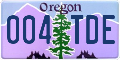 OR license plate 004TDE