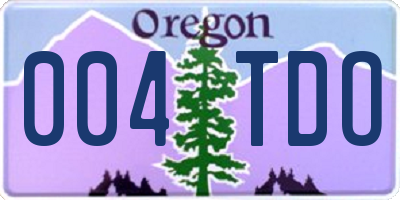 OR license plate 004TDO