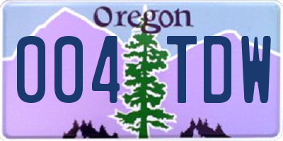 OR license plate 004TDW