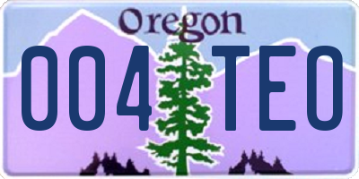 OR license plate 004TEO