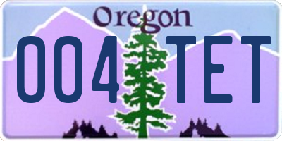 OR license plate 004TET
