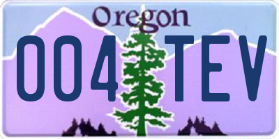 OR license plate 004TEV