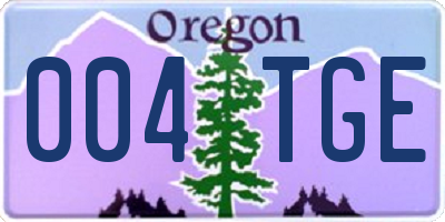 OR license plate 004TGE
