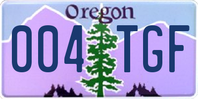 OR license plate 004TGF