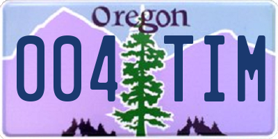 OR license plate 004TIM