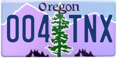 OR license plate 004TNX