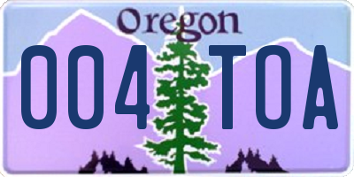 OR license plate 004TOA
