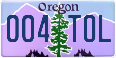 OR license plate 004TOL
