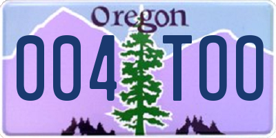 OR license plate 004TOO