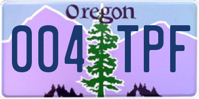 OR license plate 004TPF