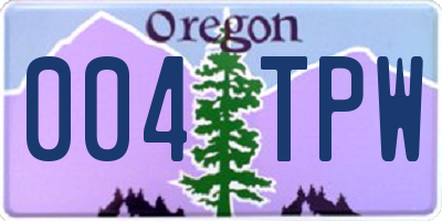 OR license plate 004TPW