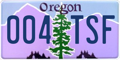 OR license plate 004TSF