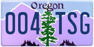 OR license plate 004TSG