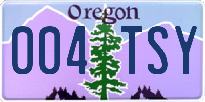 OR license plate 004TSY