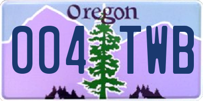 OR license plate 004TWB