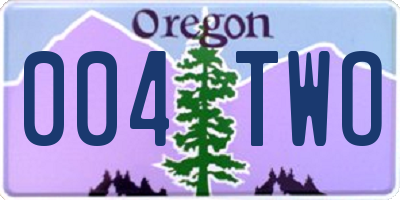 OR license plate 004TWO