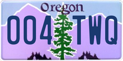 OR license plate 004TWQ