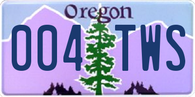 OR license plate 004TWS