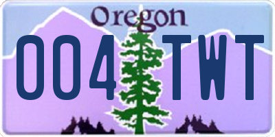 OR license plate 004TWT