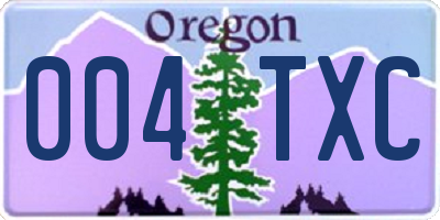 OR license plate 004TXC