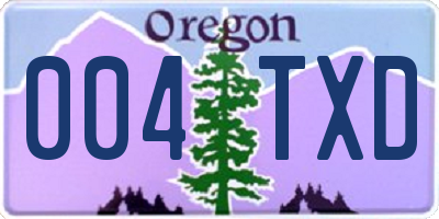 OR license plate 004TXD