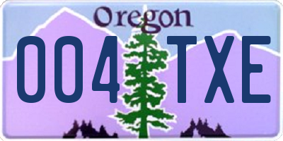 OR license plate 004TXE