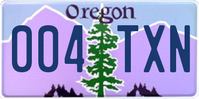 OR license plate 004TXN