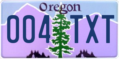 OR license plate 004TXT