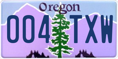 OR license plate 004TXW