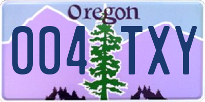 OR license plate 004TXY