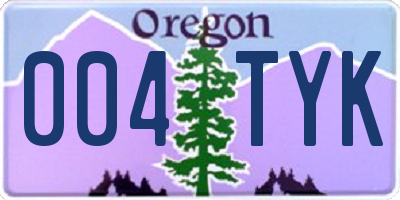 OR license plate 004TYK