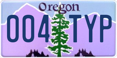 OR license plate 004TYP