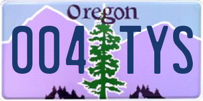OR license plate 004TYS