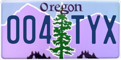 OR license plate 004TYX
