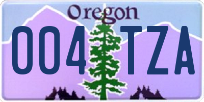 OR license plate 004TZA
