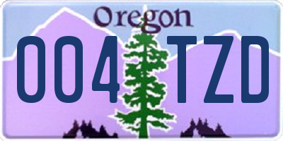 OR license plate 004TZD