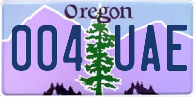 OR license plate 004UAE