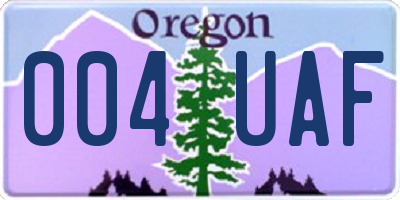 OR license plate 004UAF