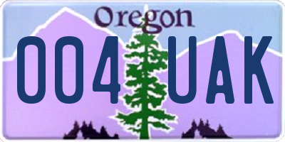 OR license plate 004UAK
