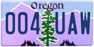 OR license plate 004UAW
