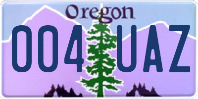 OR license plate 004UAZ