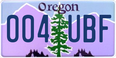 OR license plate 004UBF