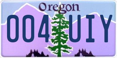 OR license plate 004UIY