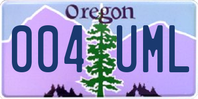 OR license plate 004UML