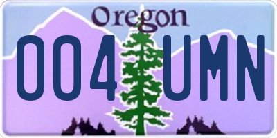 OR license plate 004UMN