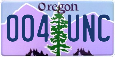 OR license plate 004UNC