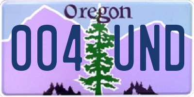 OR license plate 004UND